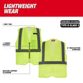 Milwaukee Class 2 High Visibility Yellow Mesh One Pocket Safety Vest - Ace Tool Group - Milwaukee