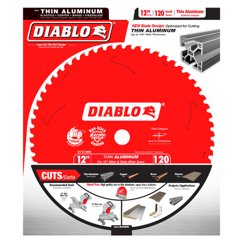 Diablo Tools 12" X 120-Teeth Aluminum Saw Blade For Thin Non-Ferrous Metal - Ace Tool Group - Diablo