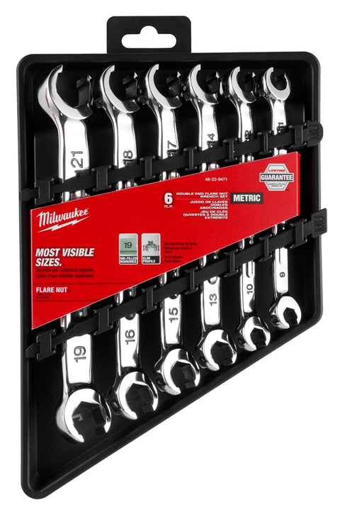 Milwaukee 48-22-9471 6pc Double End Flare Nut Wrench Set - Metric - Ace Tool Group - Milwaukee