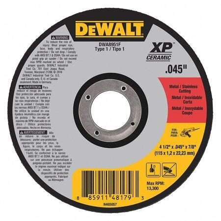 Dewalt Dwa8951F 4-1/2'' X .045'' X 7/8'' Cut-Off Wheel - Ace Tool Group - DeWalt