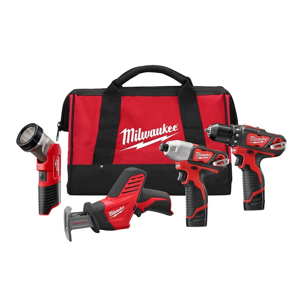 Milwaukee 2498-24 M12™ Cordless Lithium-Ion 4 Tool Combo Kit - Ace Tool Group - Milwaukee