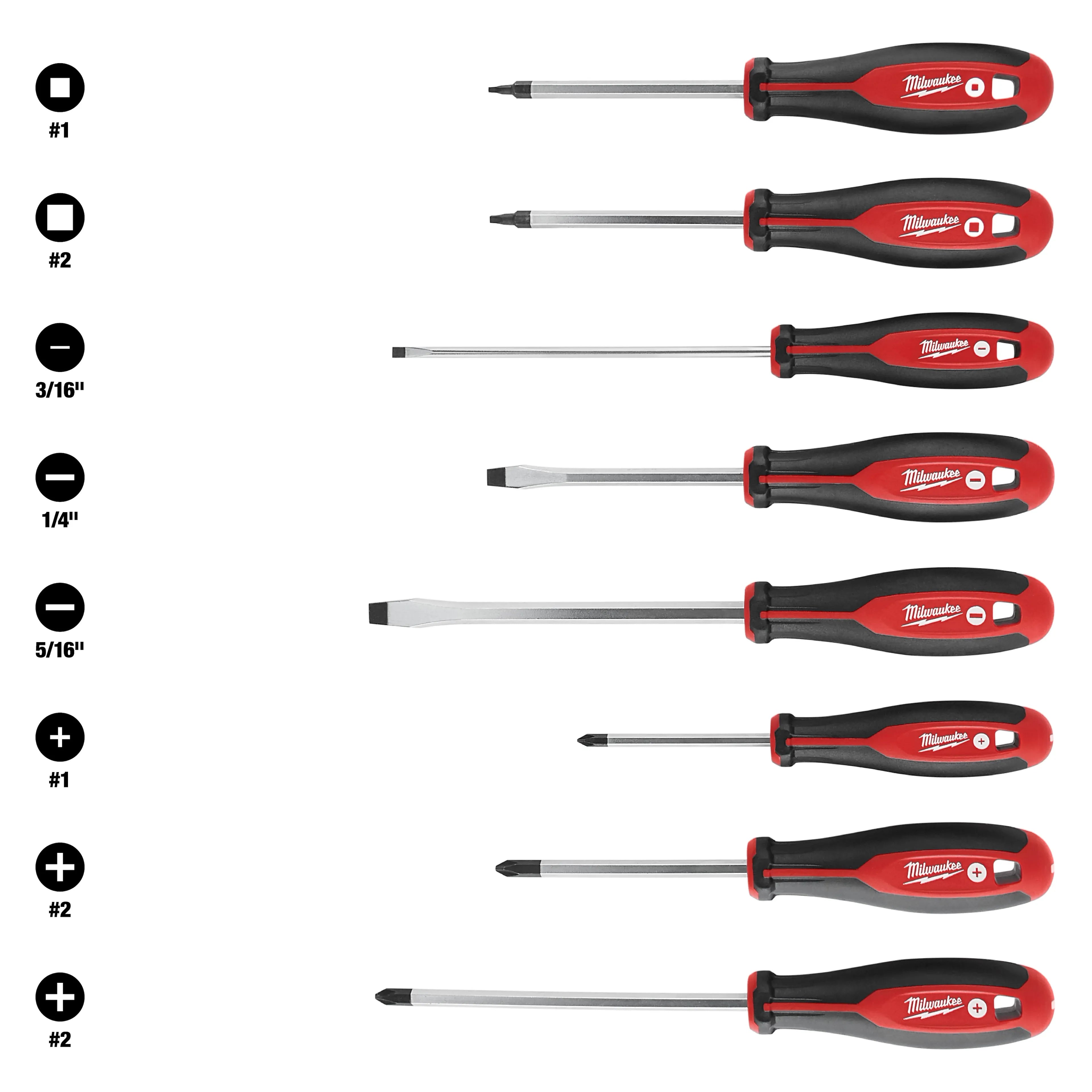 Milwaukee 48-22-2718 8pc Screwdriver Kit w/ Square - Ace Tool Group - Milwaukee