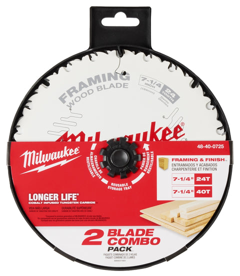 Milwaukee 48-40-0725 7-1/4" 24T & 40T Circular Saw Blade 2PK - Ace Tool Group - Milwaukee