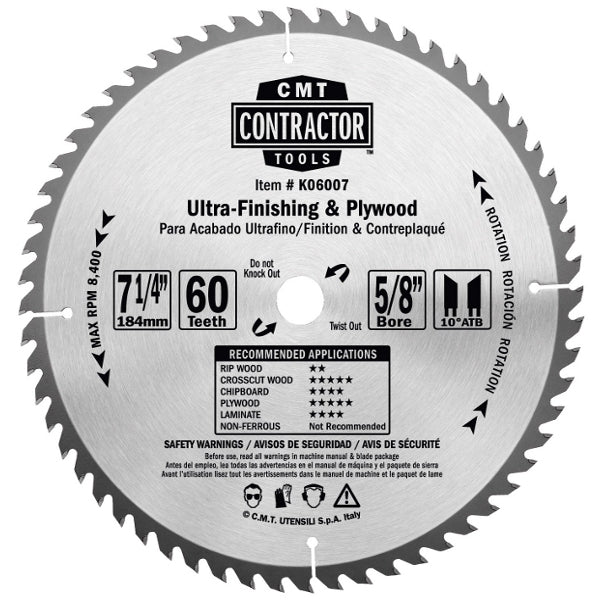 CMT K02403 ITK Contractor Ultra Finish Saw Blade, 3-3/8 X 24 Teeth, 5Á ATB with 15mm Bore - Ace Tool Group - CMT