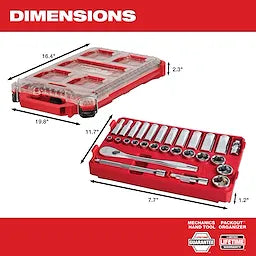 Milwaukee 48-22-9481 3/8" 28pc Ratchet and Socket Set in PACKOUT  - SAE - Ace Tool Group - Milwaukee