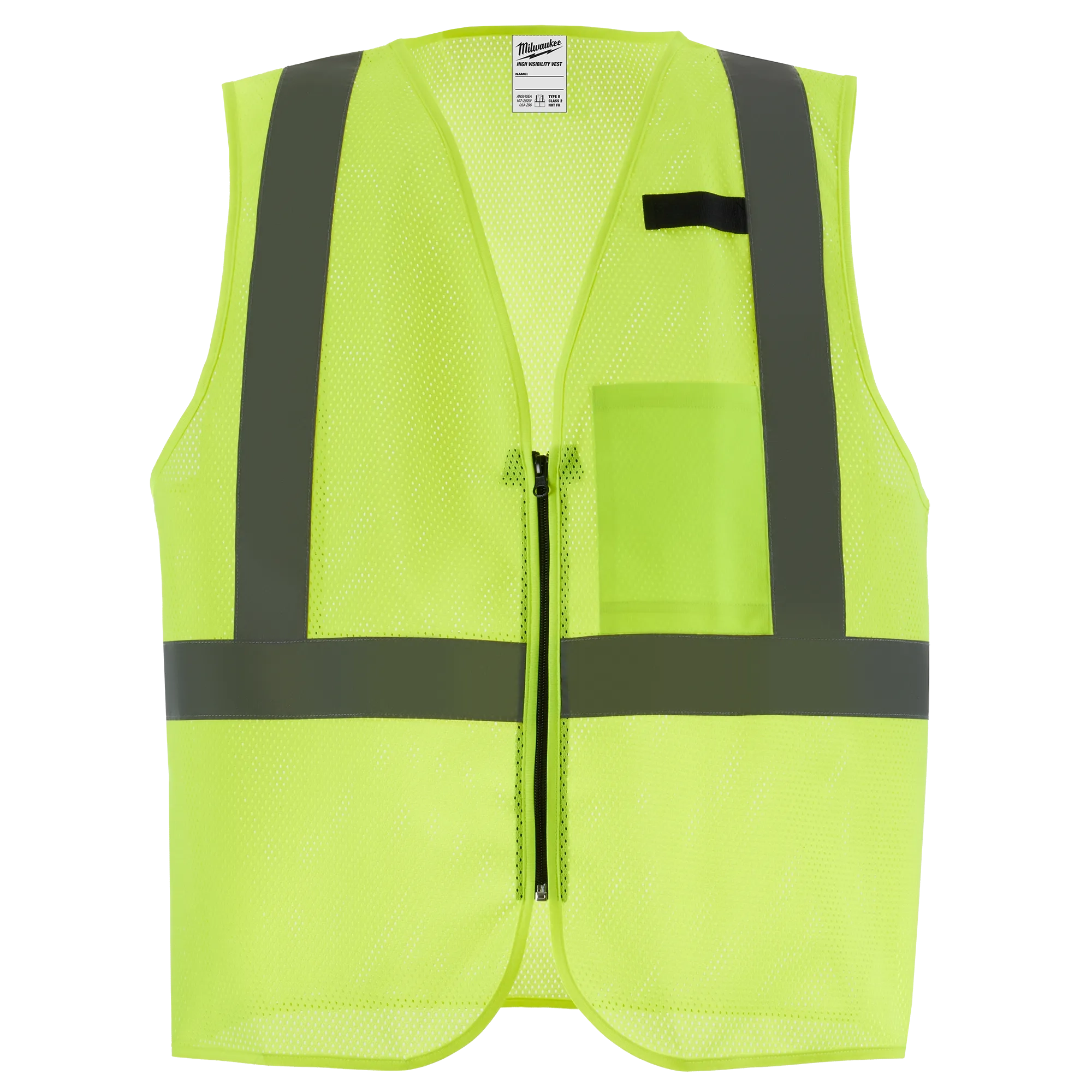 Milwaukee Class 2 High Visibility Yellow Mesh One Pocket Safety Vest - L/XL (CSA) - Ace Tool Group - Milwaukee