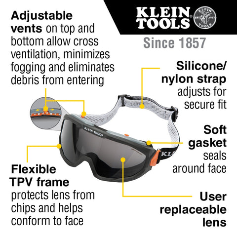 Klein 60480 Safety Goggles, Gray - Ace Tool Group - Klein