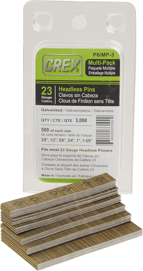 Grex P6/MP-3 23 Gauge Multi-Pack Headless Pins 3000 ct. - Ace Tool Group - Grex