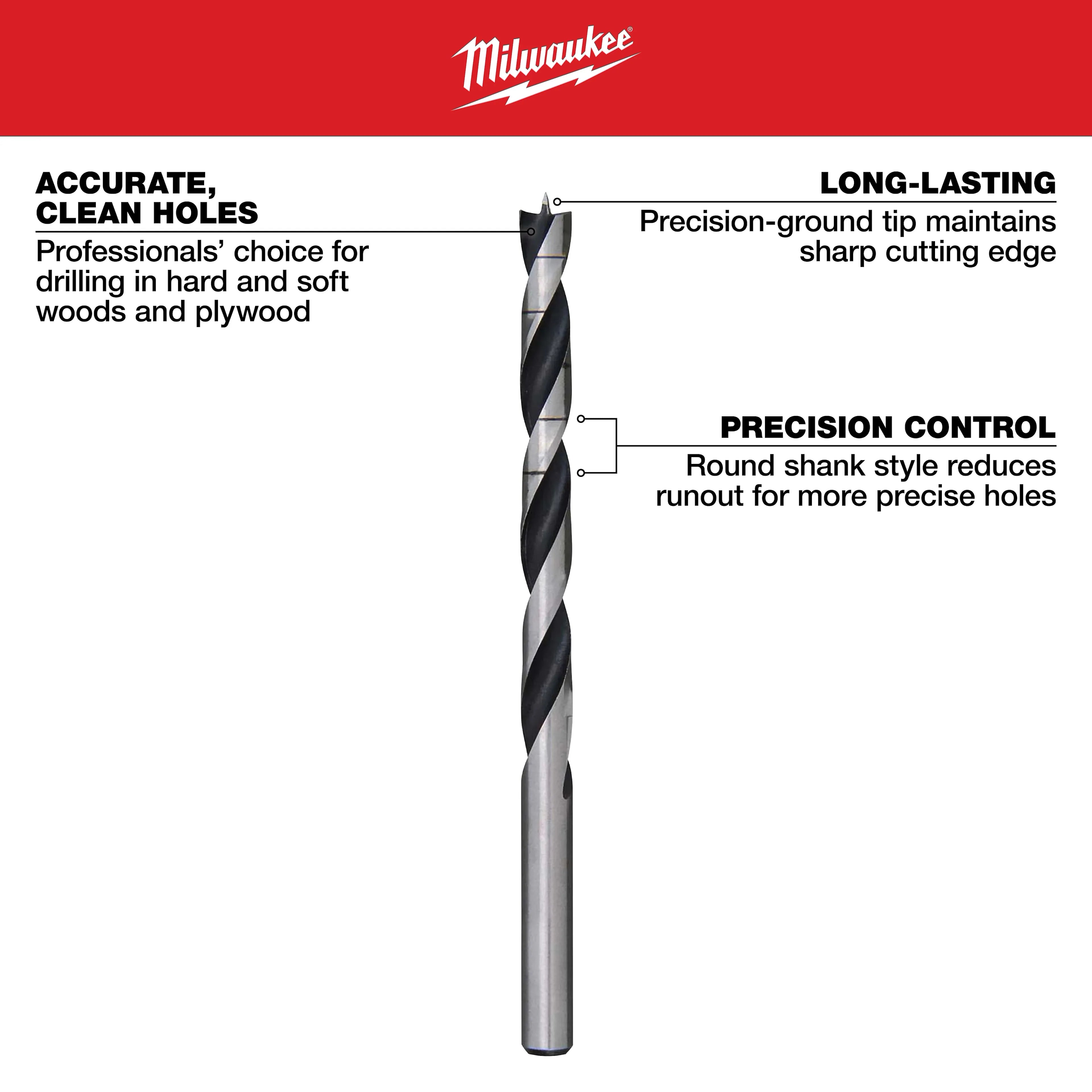 Milwaukee 48-15-0250 Brad Point 1/4" Diameter - Ace Tool Group - Milwaukee