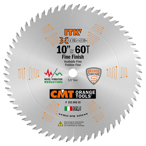 CMT 252.060.10 10 in. x 60 T Fine Cut-Off Saw Blade - Ace Tool Group - CMT