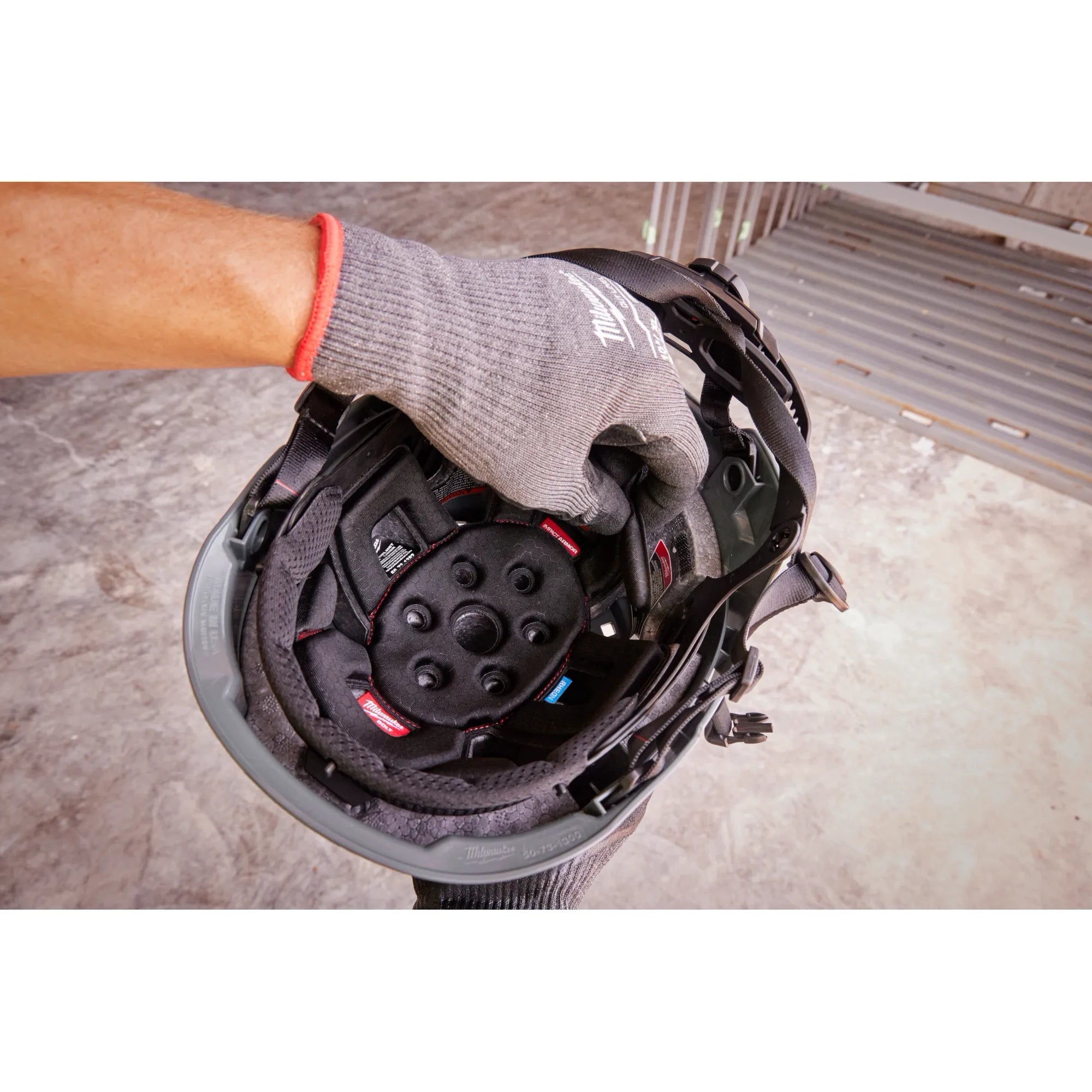 Milwaukee 48-73-1369 BOLT Blue Front Brim Safety Helmet with IMPACT ARMOR Liner (USA) - Type 2, Class E - Ace Tool Group - Milwaukee