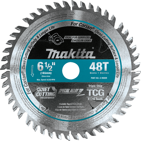 Makita A-98809 6-1/2 in. 48T Carbide Plunge Saw Blade - Ace Tool Group - Makita