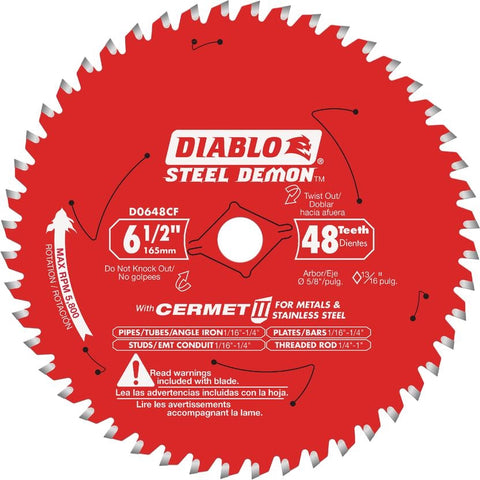 Diablo Tools 6-1/2 In. X 48 Tooth Steel Demon Cermet Ii Saw Blade For Metals And Stainless Steel - Ace Tool Group - Diablo