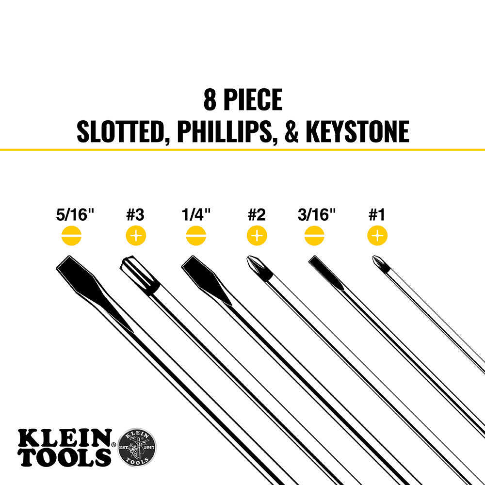 Klein Screwdriver Set Plus Magnetizer, Cushion-Grip, 8-Piece - Ace Tool Group - KLEIN