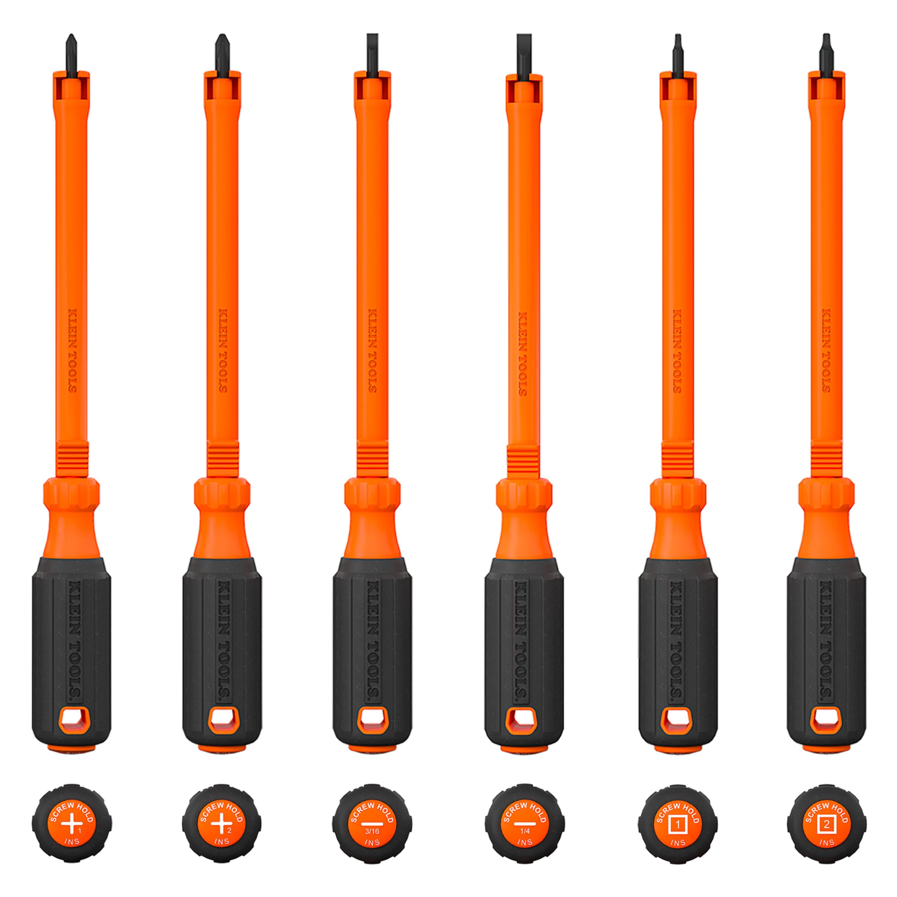 Klein 85156KINS Insulated Hooded Screw Holding Screwdriver Set, 6-Piece