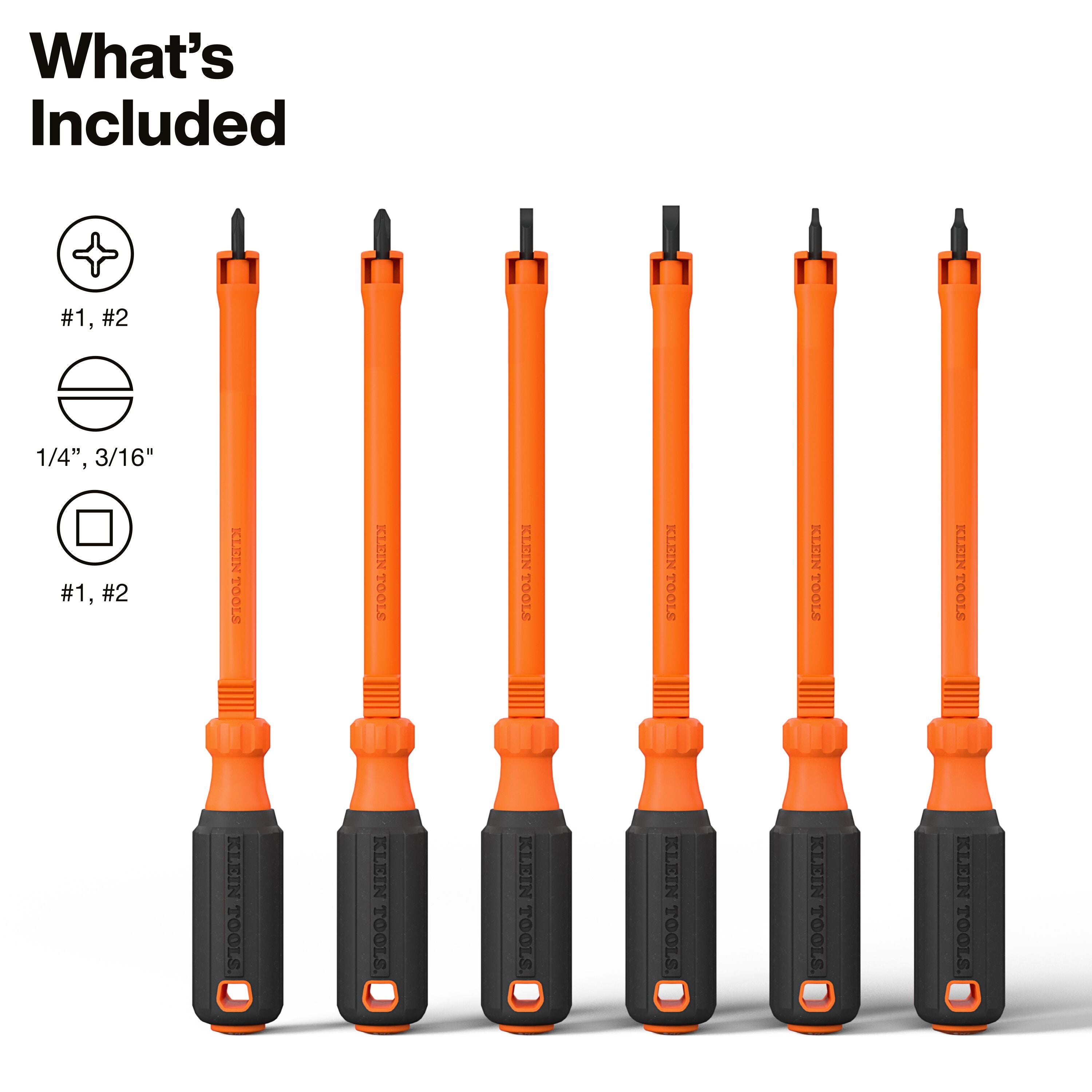 Klein 85156KINS Insulated Hooded Screw Holding Screwdriver Set, 6-Piece - Ace Tool Group - Klein