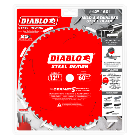 Diablo Tools 12" X 60-Teeth Steel Demon Cermet Ii Saw Blade For Medium Metal - Ace Tool Group - Diablo