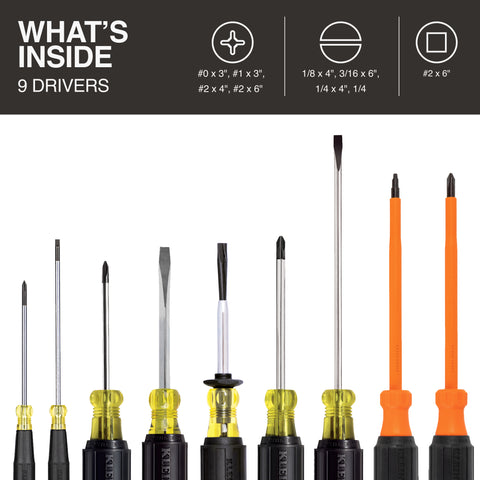 Klein 85850 9-Piece Electrician Screwdriver Set - Ace Tool Group - Ace Tool Group