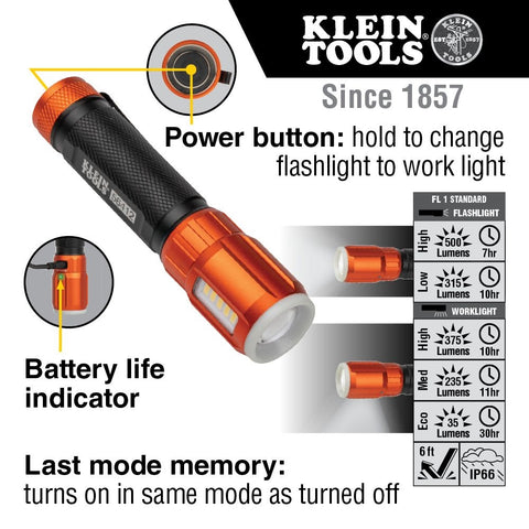 Klein 56412 Rechargeable LED Flashlight with Worklight - Ace Tool Group - Klein