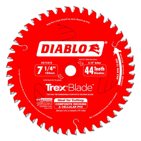 Diablo Tools 7-1/4" X 44-Teeth Trexblade Saw Blade For Composites And Plastic - Ace Tool Group - Diablo