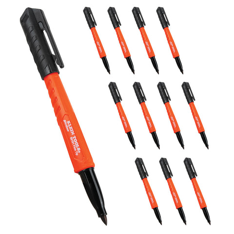 Klein 8610112 Skribes Fine Tip Permanent Markers, Black, 12-Pack - Ace Tool Group - Klein