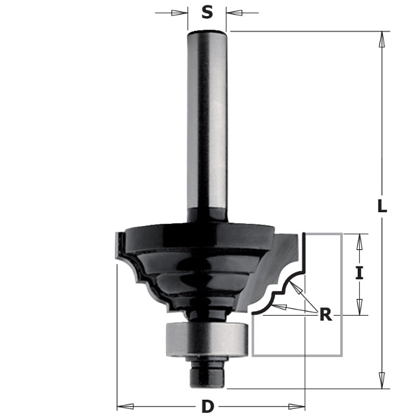 CMT 84103 Contractor Classical Ogee Bit, 1-1/8-inch Diameter, 1/8-inch Radius, 1/4-inch Shank - Ace Tool Group - CMT