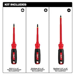Milwaukee 48-22-2202 3 PC 1000V Insulated Screwdriver Set - Ace Tool Group - Milwaukee