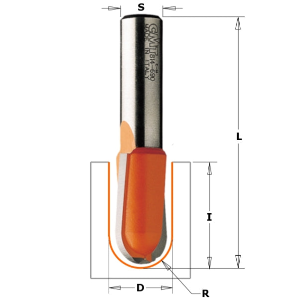 CMT 814.817.11 Round Nose Bit, 5/8-Inch Radius, 1/2-Inch Shank - Ace Tool Group - CMT