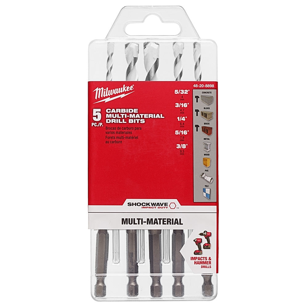 Milwaukee 48-20-8898 5pc. Multi-Material Drill Bit Set - Ace Tool Group - Milwaukee