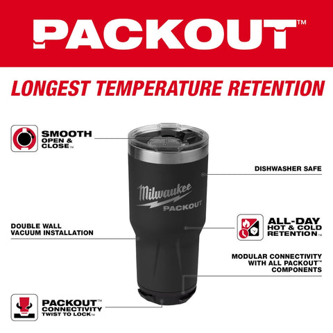 Milwaukee 48-22-8393B PACKOUT  30oz Tumbler Black - Ace Tool Group - Milwaukee