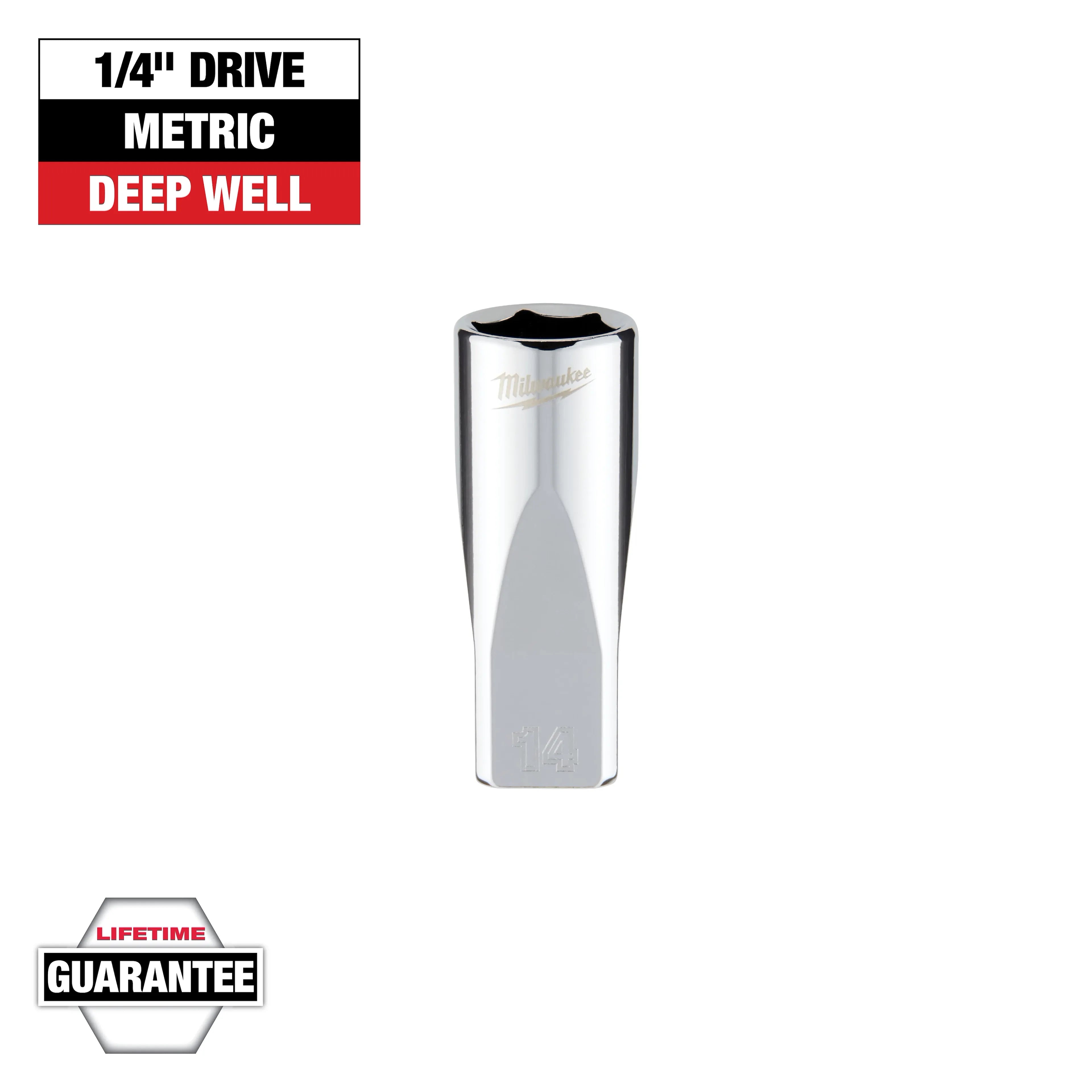 Milwaukee 45-34-9052 1/4 in. Drive 14mm Metric 6-Point Deep Socket - Ace Tool Group - Milwaukee