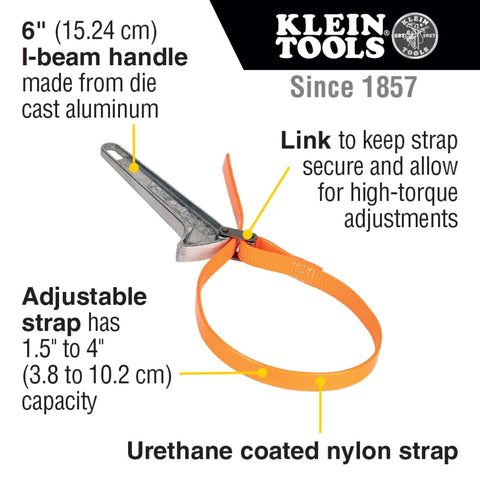 Klein Tools S6HB Grip-Itâ¢ Strap Wrenches 6" Handle - Ace Tool Group - Klein