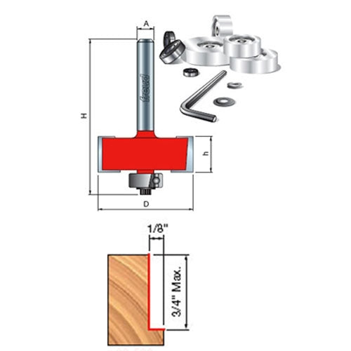 Freud Tools Flush, 1/8",1/4",5/16",3/8",7/16",1/2" Depth Rabbeting Bit With Bearings - Ace Tool Group - Freud
