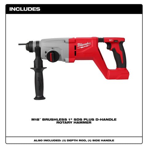 Milwaukee 2613-20 M18 Brushless 1" SDS Plus D-Handle Rotary Hammer - Ace Tool Group - Milwaukee