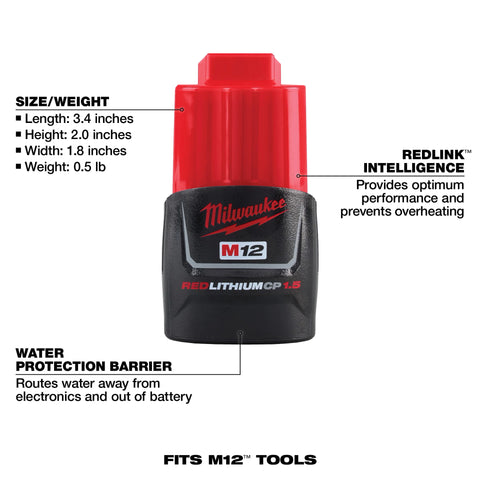 Milwaukee 48-11-2411 M12 REDLITHIUM Battery 2pk