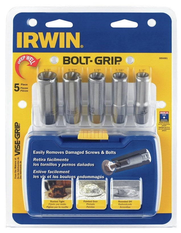 Irwin 3094001 Bolt Extractor Set For Deep Well Bolts 5-Piece - Ace Tool Group - Irwin
