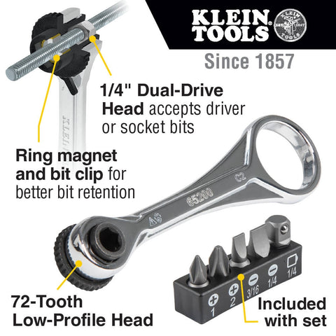 Klein 65200 Electrician's Mini Ratchet Set, 5-Piece - Ace Tool Group - Klein