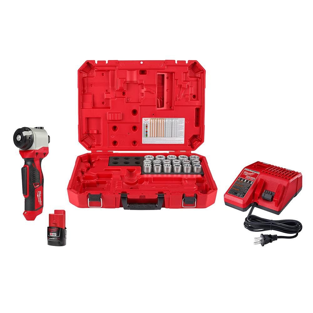 Milwaukee 2435CU-21S M12 Cable Stripper Kit with 17 Cu THHN / XHHW Bushings - Ace Tool Group - Milwaukee