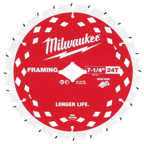 Milwaukee 48-41-0723 7-1/4 in. 24T Worm Drive Framing Circular Saw Blade 10 Pack - Ace Tool Group - Milwaukee