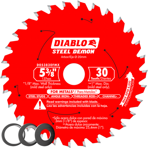 Diablo Tools 5-3/8" X 30-Teeth Steel Demon Carbide Saw Blade For Medium Metal - Ace Tool Group - Diablo