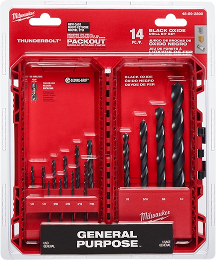 Milwaukee 48-89-2800 THUNDERBOLT Black Oxide Drill Bit Set - 14PC - Ace Tool Group - Milwaukee