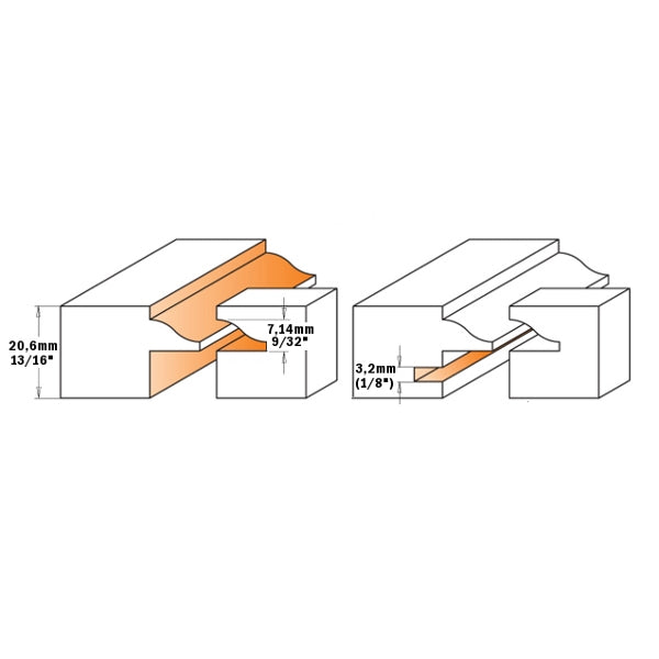 CMT 855.803.11MF 2-Pcs Ogee Rail & Stile Bit Set, 1/2-Inch Shank - Ace Tool Group - CMT