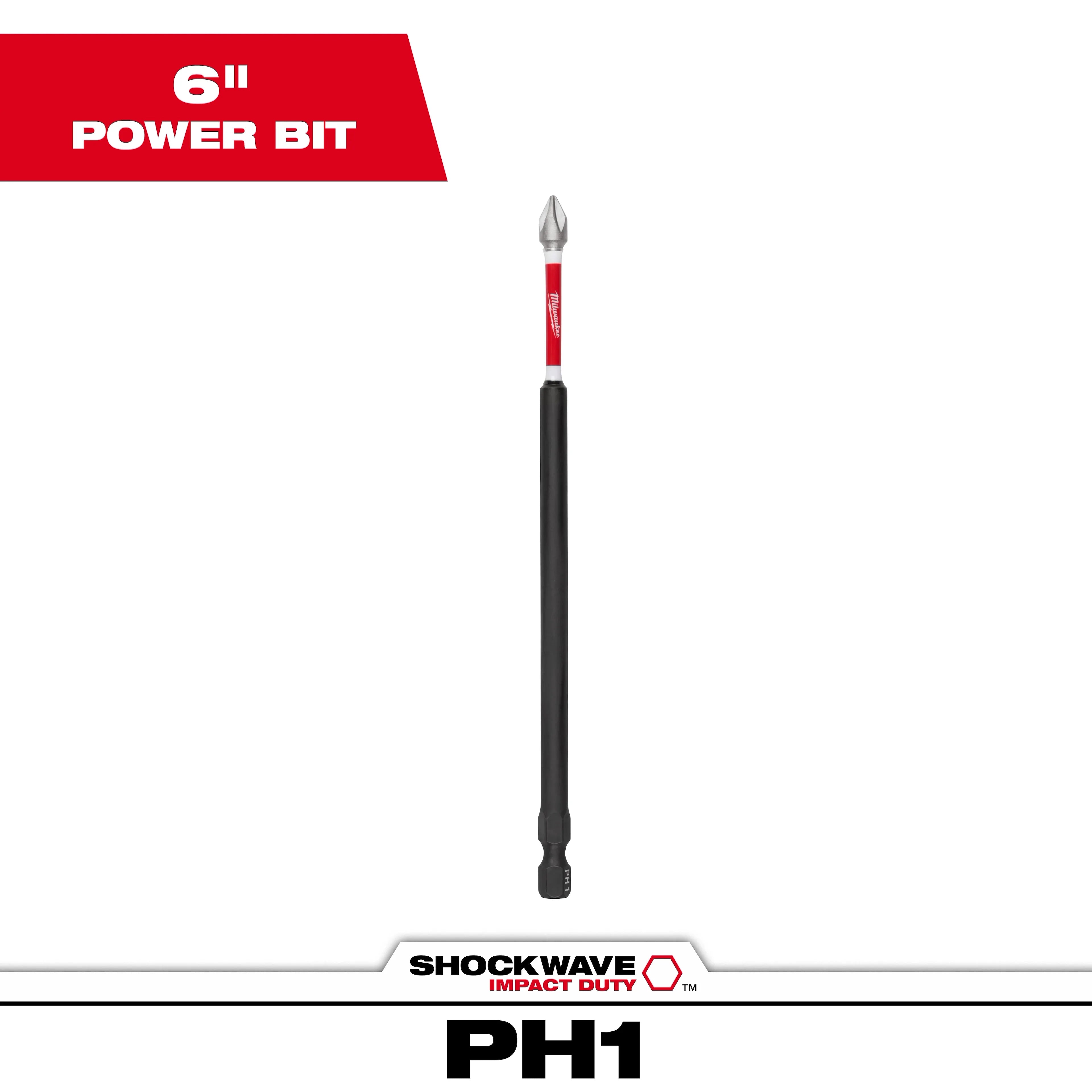 Milwaukee 48-32-4800 SHOCKWAVE 6 in. Phillips #1 Impact Driver Bit 3 Pack - Ace Tool Group - Milwaukee