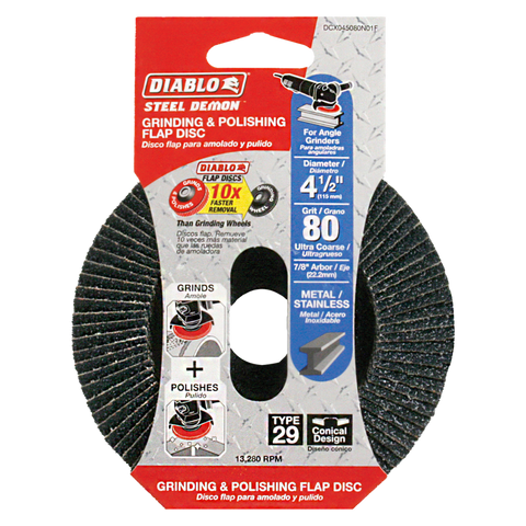 Diablo Tools 4-1/2" 80-Grit Type 29 Steel Demon Flap Disc For Metal - Ace Tool Group - Diablo