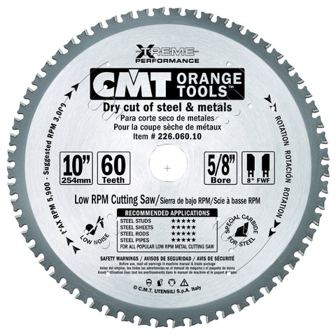 CMT 226.072.14 Industrial Dry Cut Steel Saw Blade, 15-Inch x 72 Teeth 8¼ FWF Grind with 1-Inch Bore - Ace Tool Group - CMT