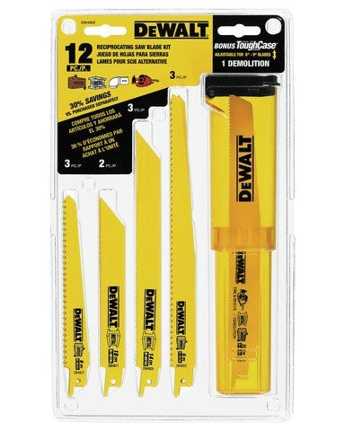 Dewalt Dw4892 12 Piece Bi-Metal Reciprocating Saw Blade Set With Telescoping Case - Ace Tool Group - DeWalt