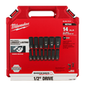 Milwaukee 49-66-7014 14PCSHOCKWAVE Impact Duty 1/2" Drive Metric Deep 6 Point Socket Set - Ace Tool Group - Milwaukee