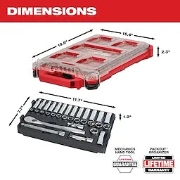 Milwaukee 48-22-9482 3/8" 32pc Ratchet and Socket Set in PACKOUT  - Metric - Ace Tool Group - Milwaukee