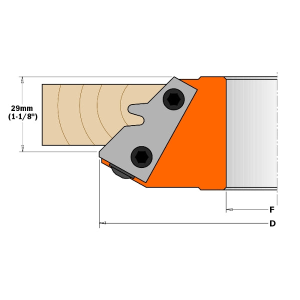 CMT 695.011.01 Pair of Profiled Knives for 45 Lock Miter Cutter Head, 1-1/8-Inch Cutting Length - Ace Tool Group - CMT