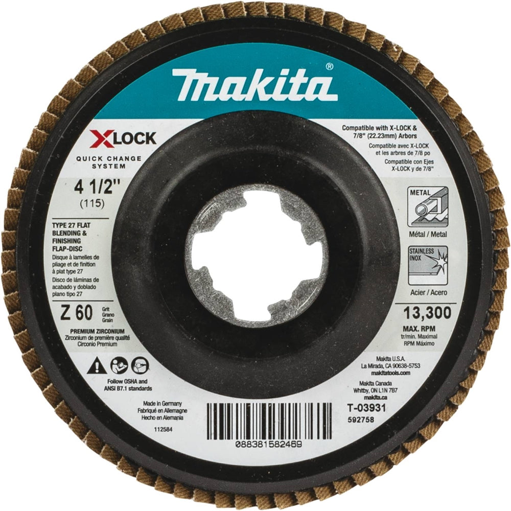 Makita T-03931 X-LOCK 4-1/2 60G Type 27 Flap Disc - Ace Tool Group - Makita